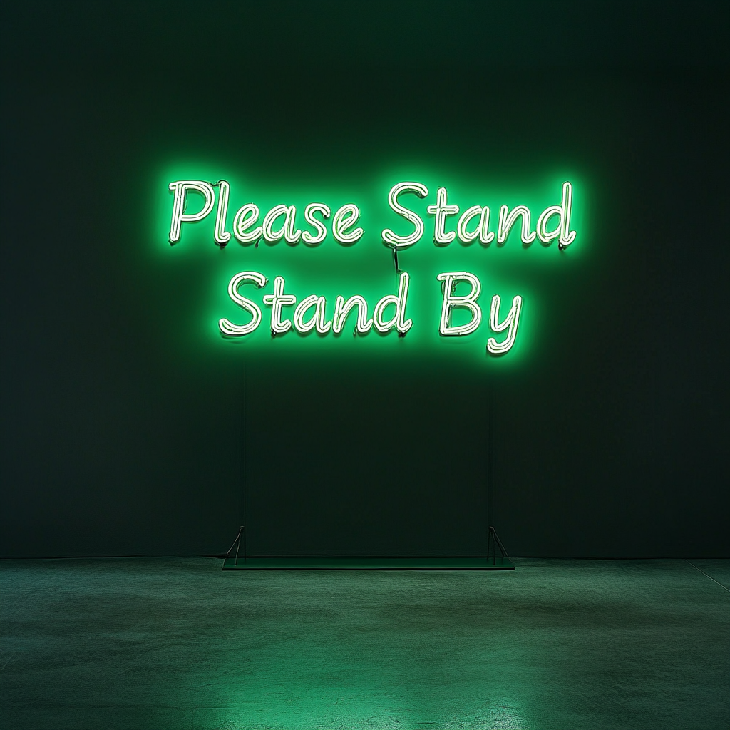 Please Stand By - Green Neon Sign, 18 Inches