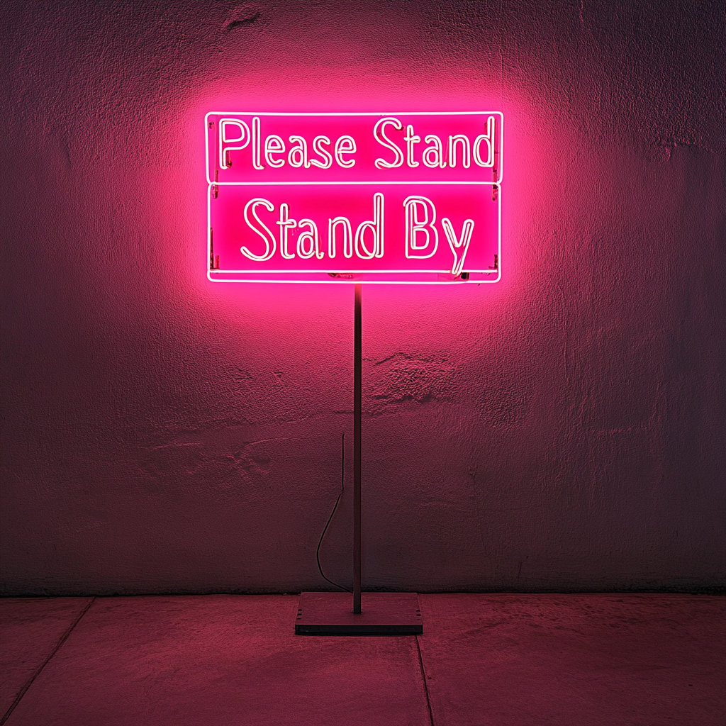 Please Stand By - Pink Neon Sign, 24 Inches