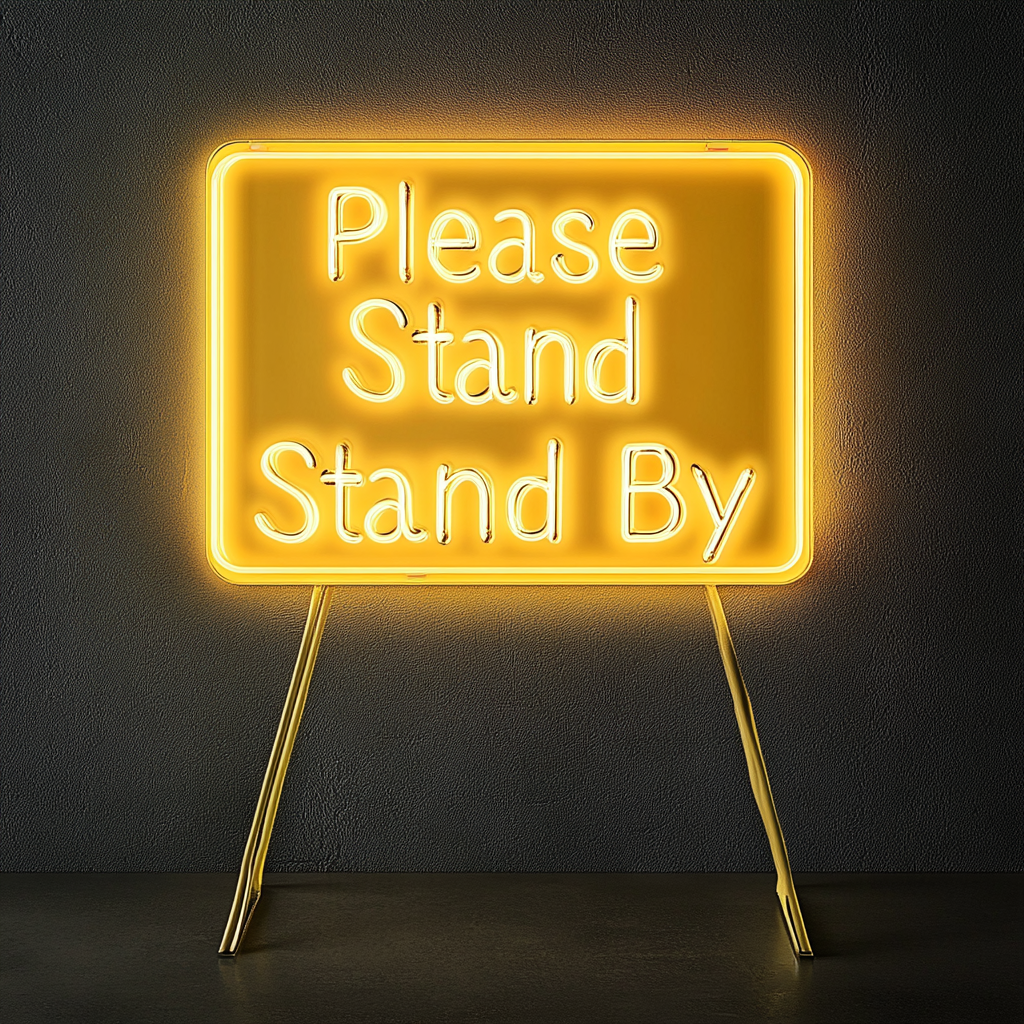 Please Stand By - Yellow Neon Sign, 24 Inches