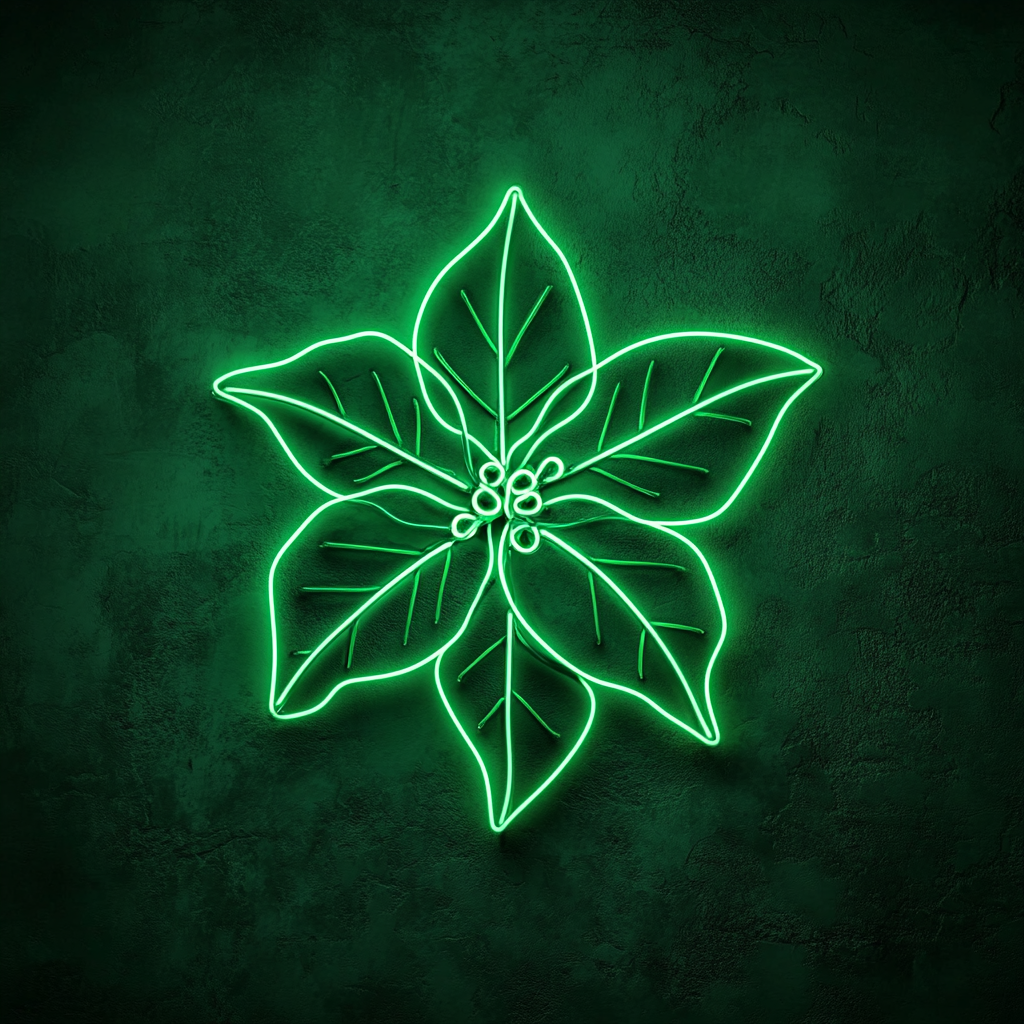 Poinsettia - Green Neon Sign, 24 Inches