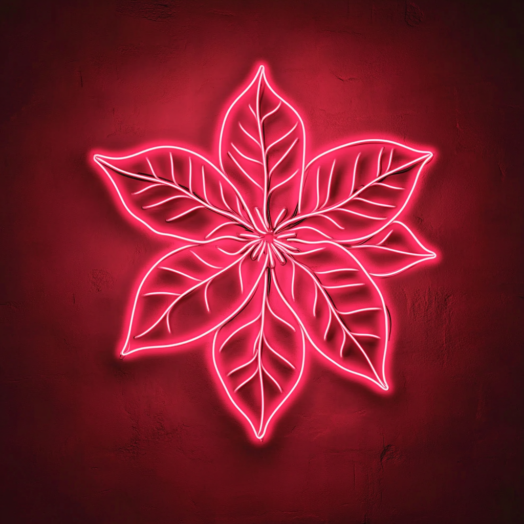 Poinsettia - Pink Neon Sign, 18 Inches
