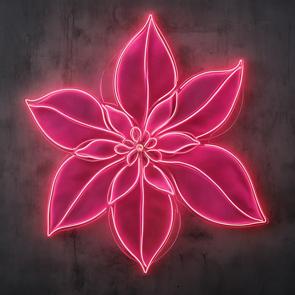 Poinsettia - Pink Neon Sign, 18 Inches