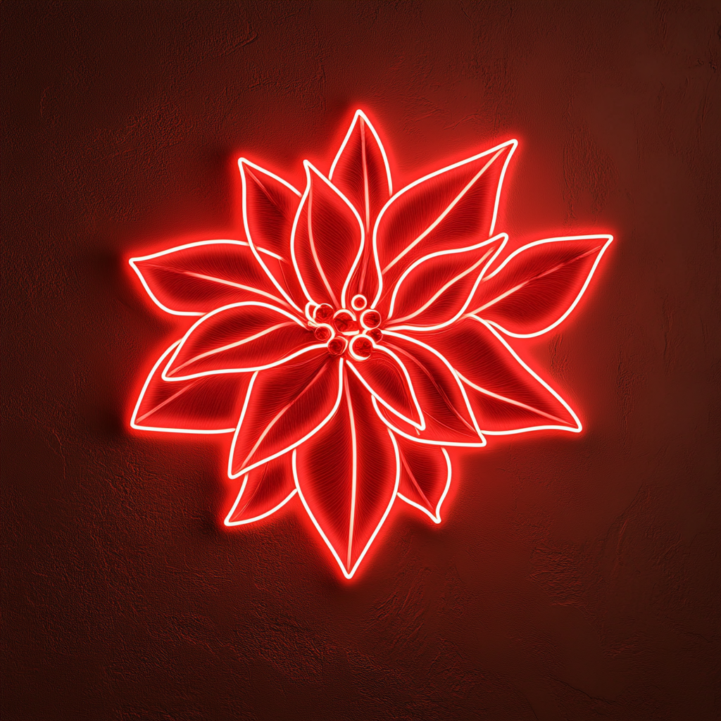 Poinsettia - Red Neon Sign, 18 Inches