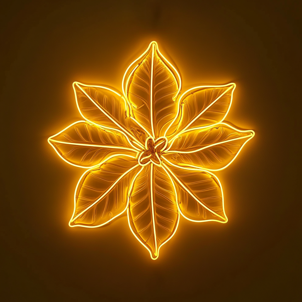 Poinsettia - Yellow Neon Sign, 24 Inches