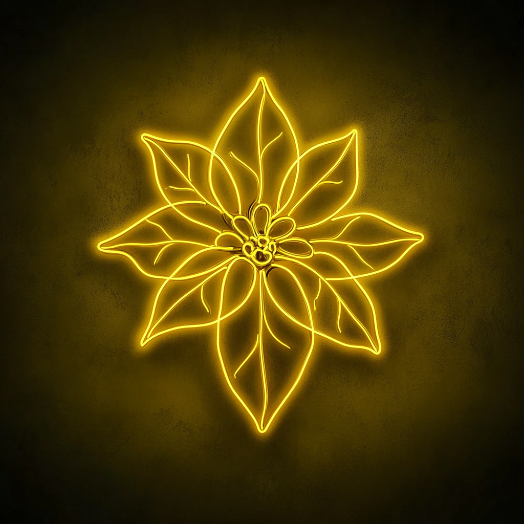 Poinsettia - Yellow Neon Sign, 24 Inches