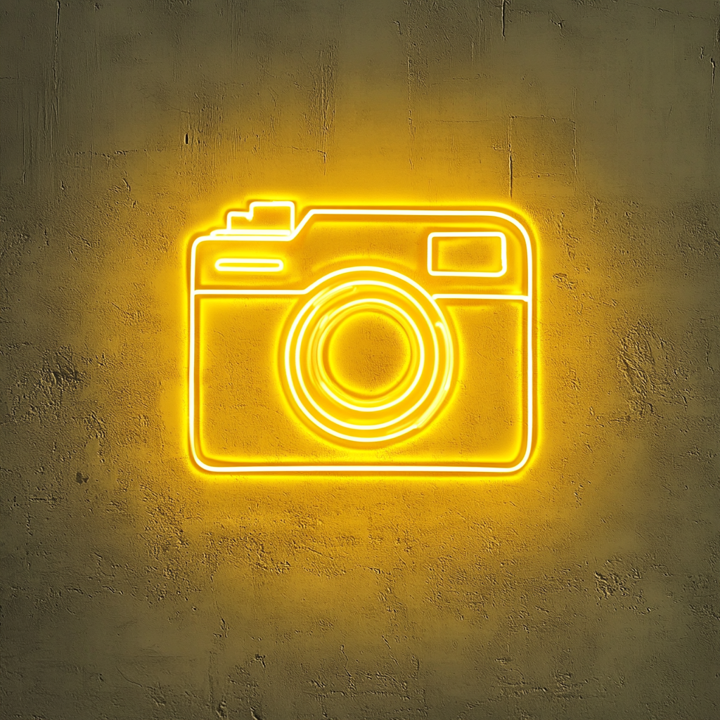 Polaroid Camera - Yellow Neon Sign, 18 Inches