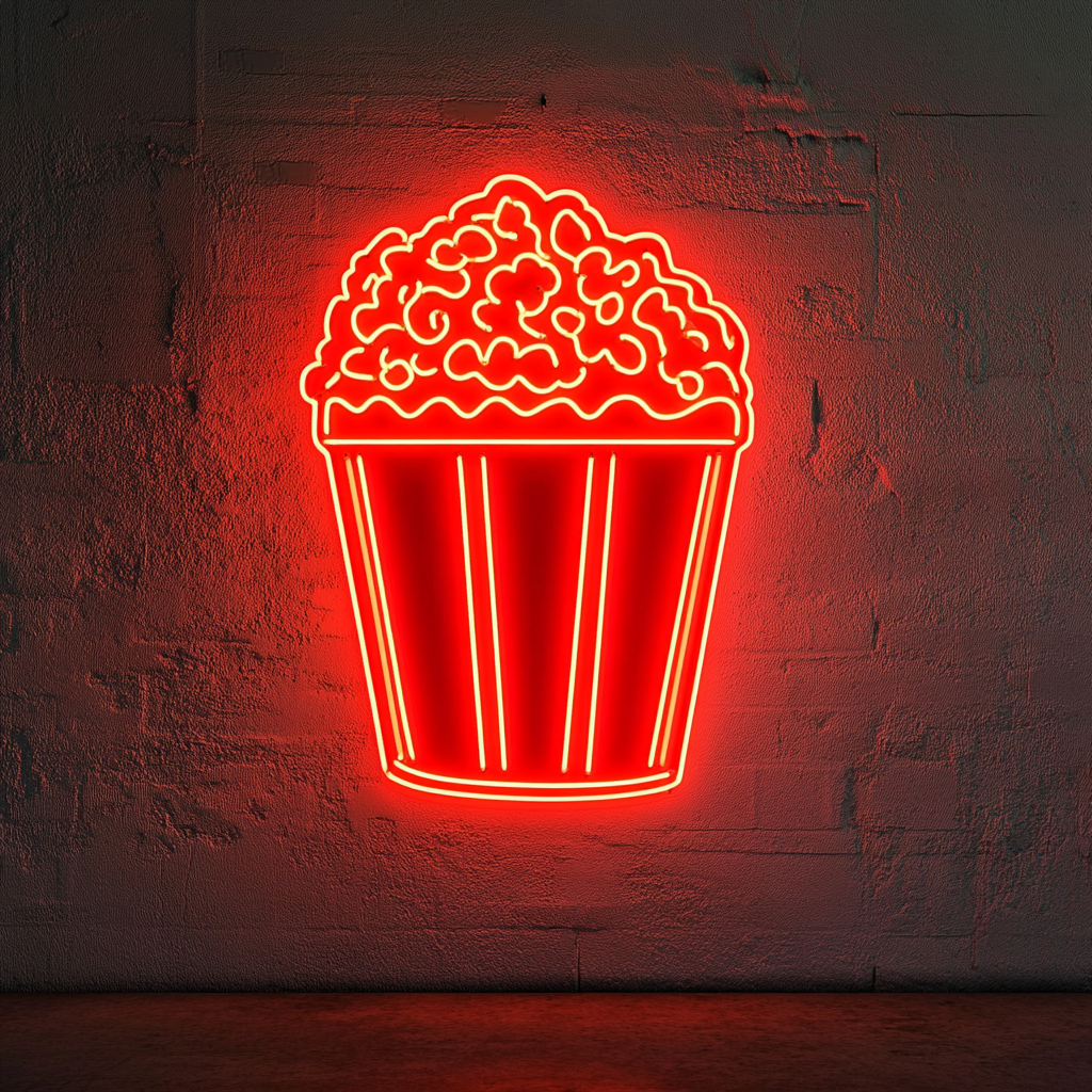 Popcorn Machine - Red Neon Sign, 24 Inches