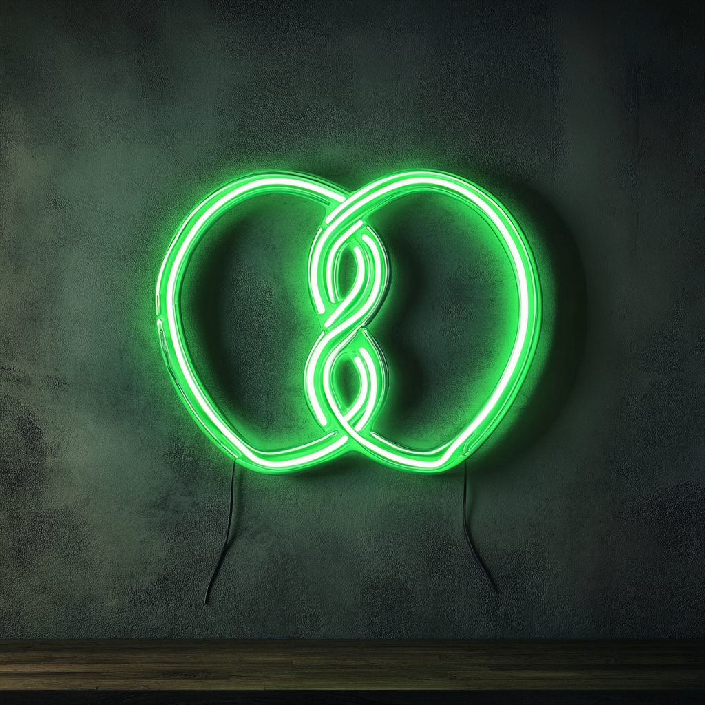 Pretzel - Green Neon Sign, 24 Inches