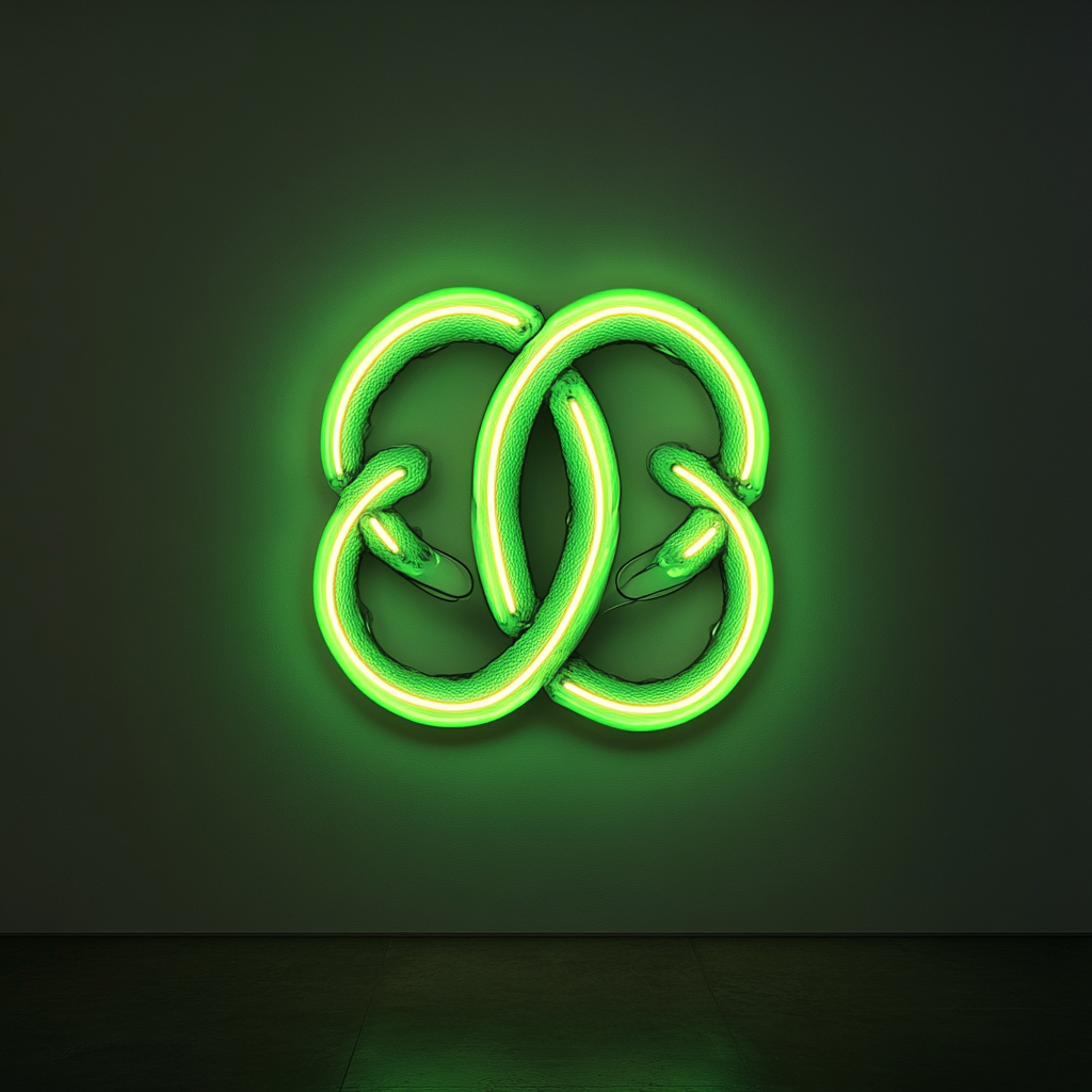 Pretzel - Green Neon Sign, 18 Inches