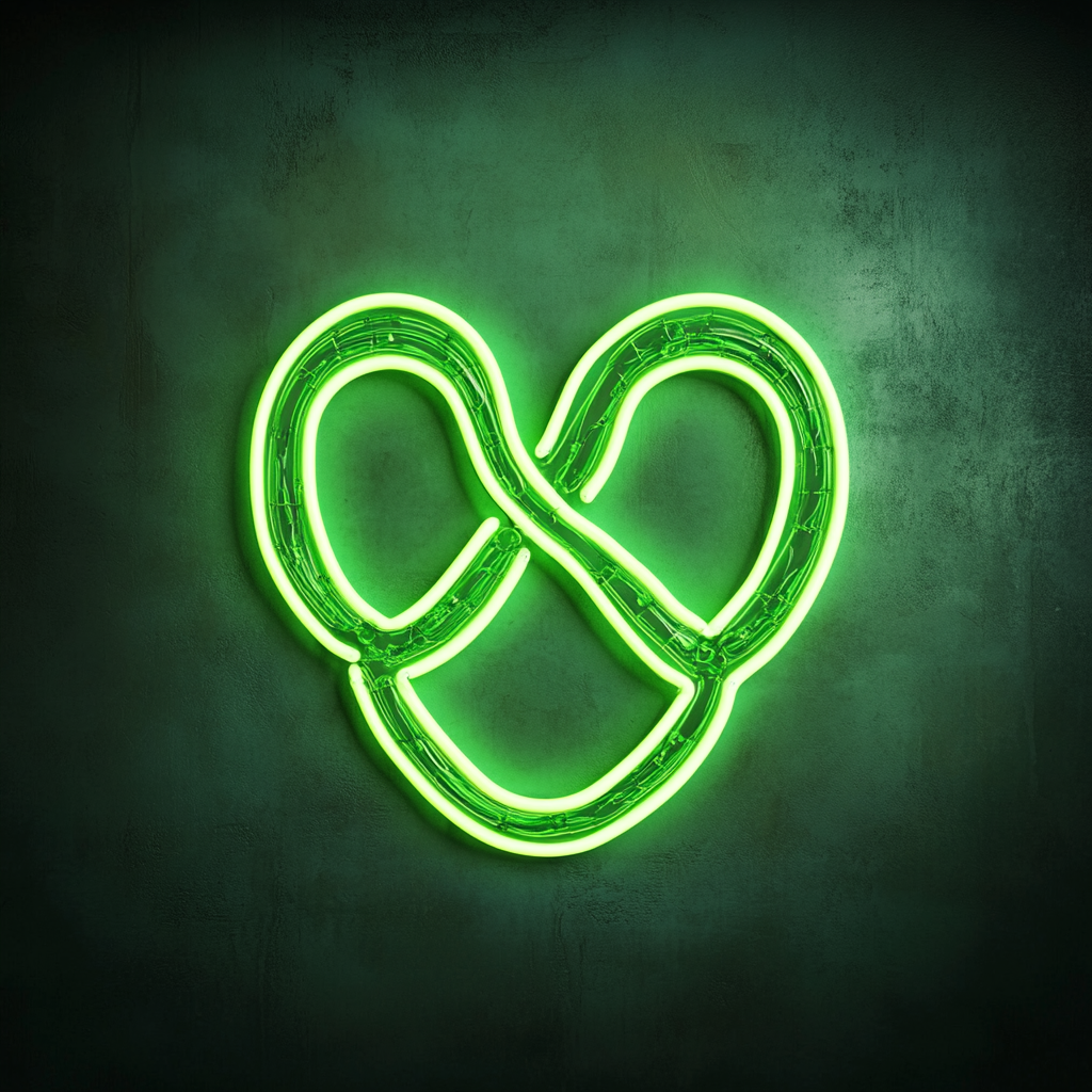 Pretzel - Green Neon Sign, 24 Inches