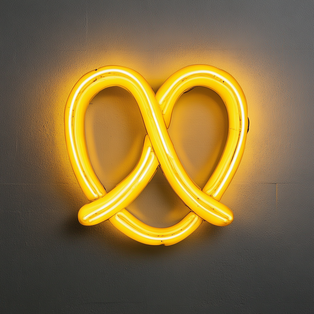 Pretzel - Yellow Neon Sign, 24 Inches