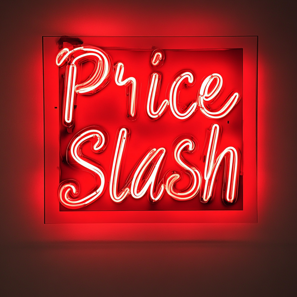 "Price Slash" - Red Neon Sign, 24 Inches