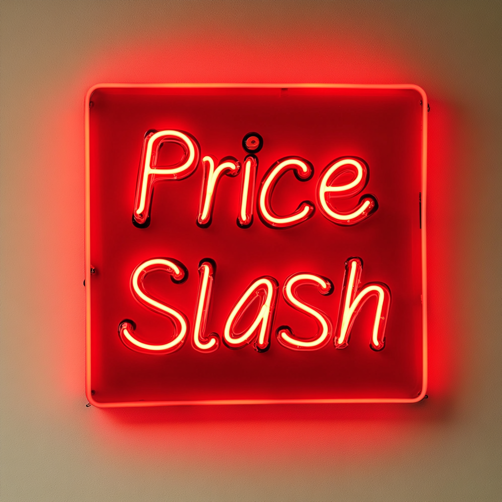 "Price Slash" - Red Neon Sign, 24 Inches