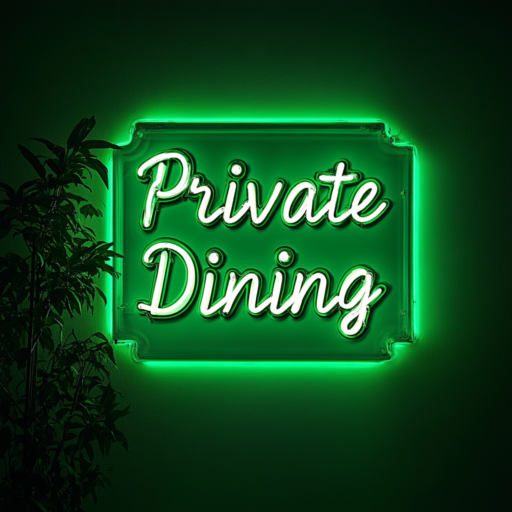"Private Dining" - Green Neon Sign, 24 Inches