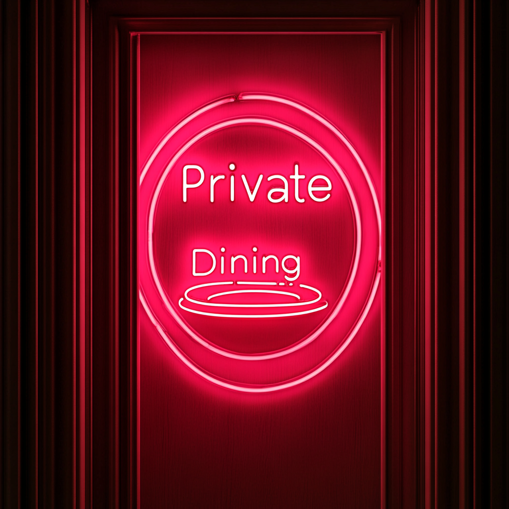 "Private Dining" - Pink Neon Sign, 24 Inches