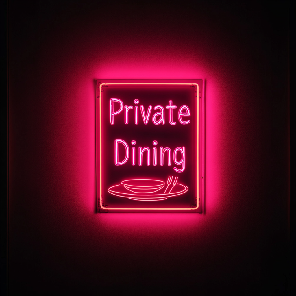 "Private Dining" - Pink Neon Sign, 24 Inches