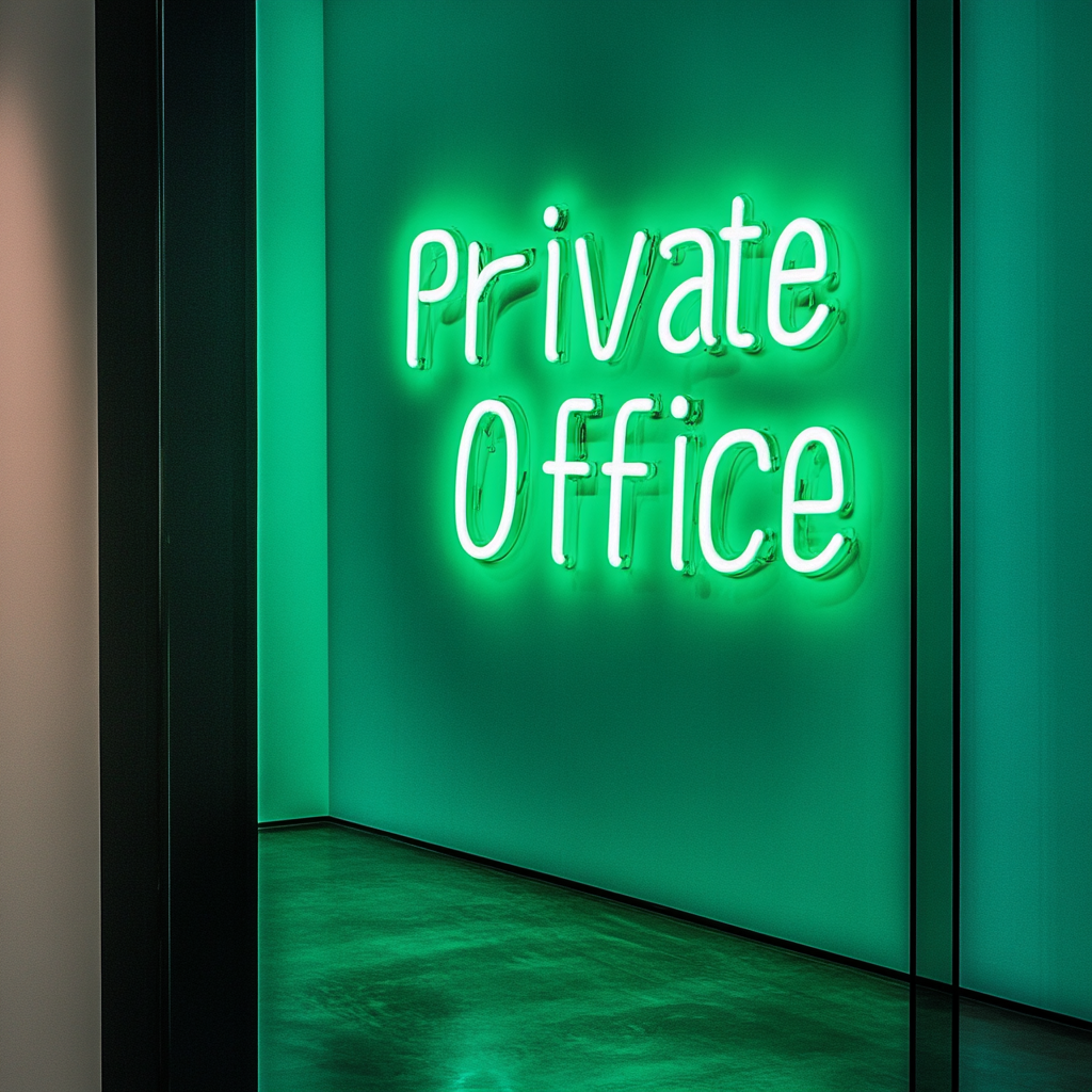 "Private Office" - Green Neon Sign, 24 Inches
