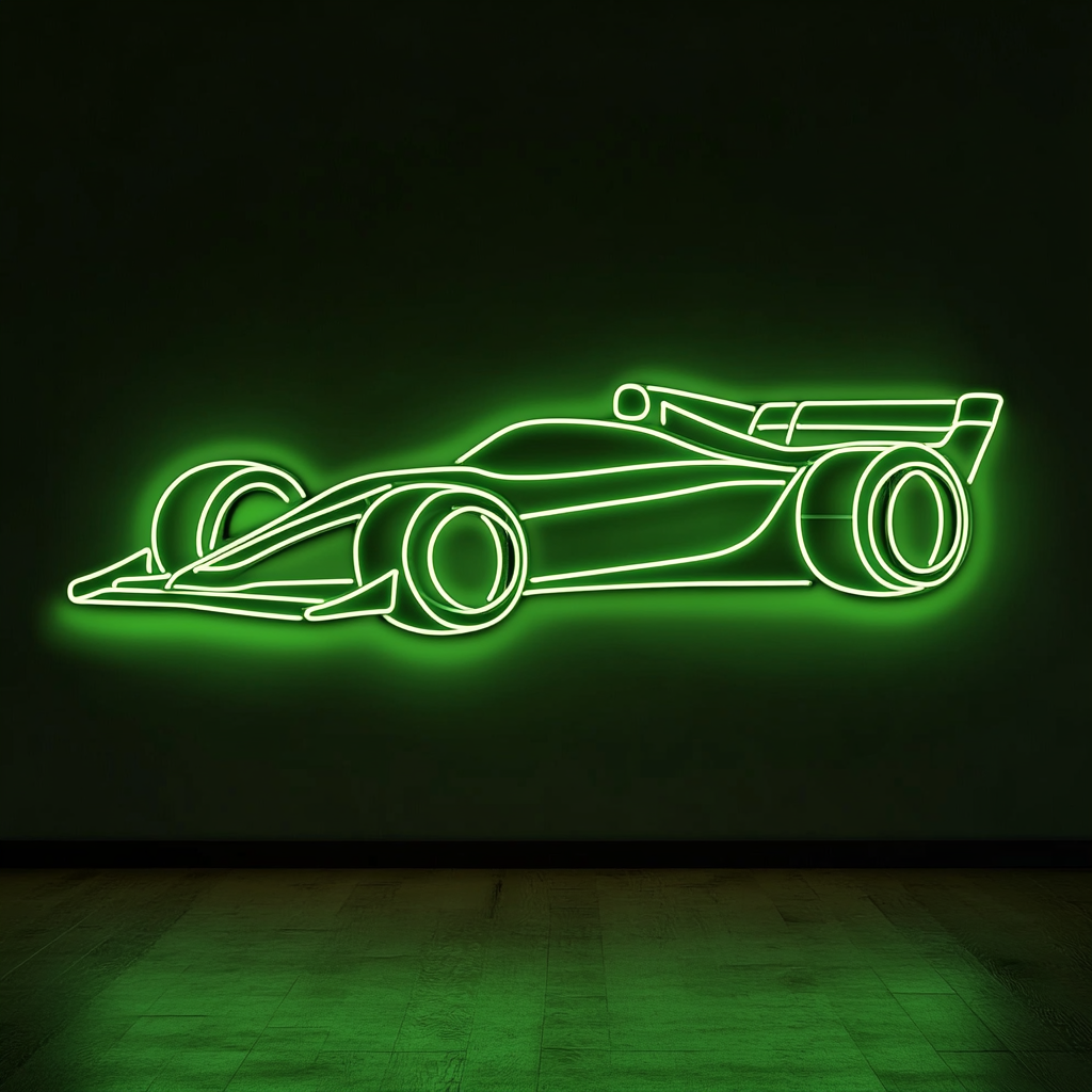 Race Car - Green Neon Sign, 18 Inches