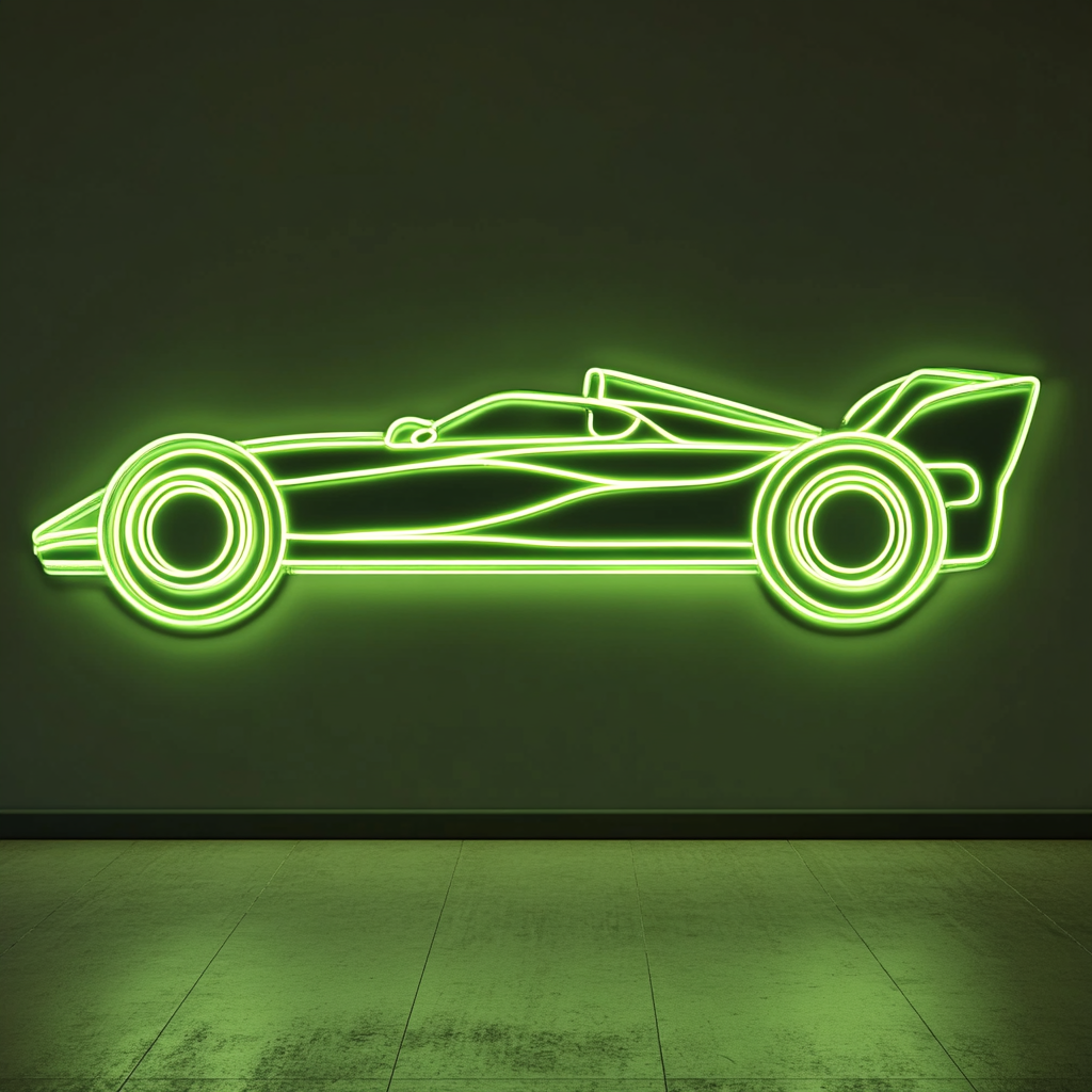 Race Car - Green Neon Sign, 18 Inches