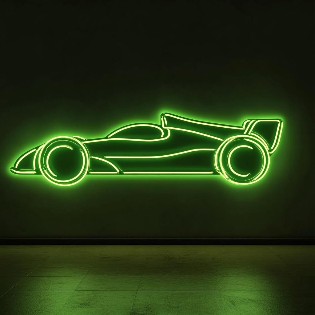 Race Car - Green Neon Sign, 18 Inches