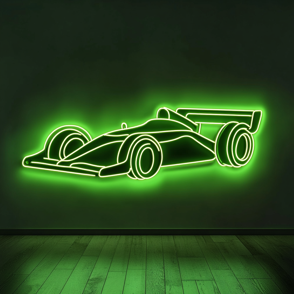 Race Car - Green Neon Sign, 18 Inches