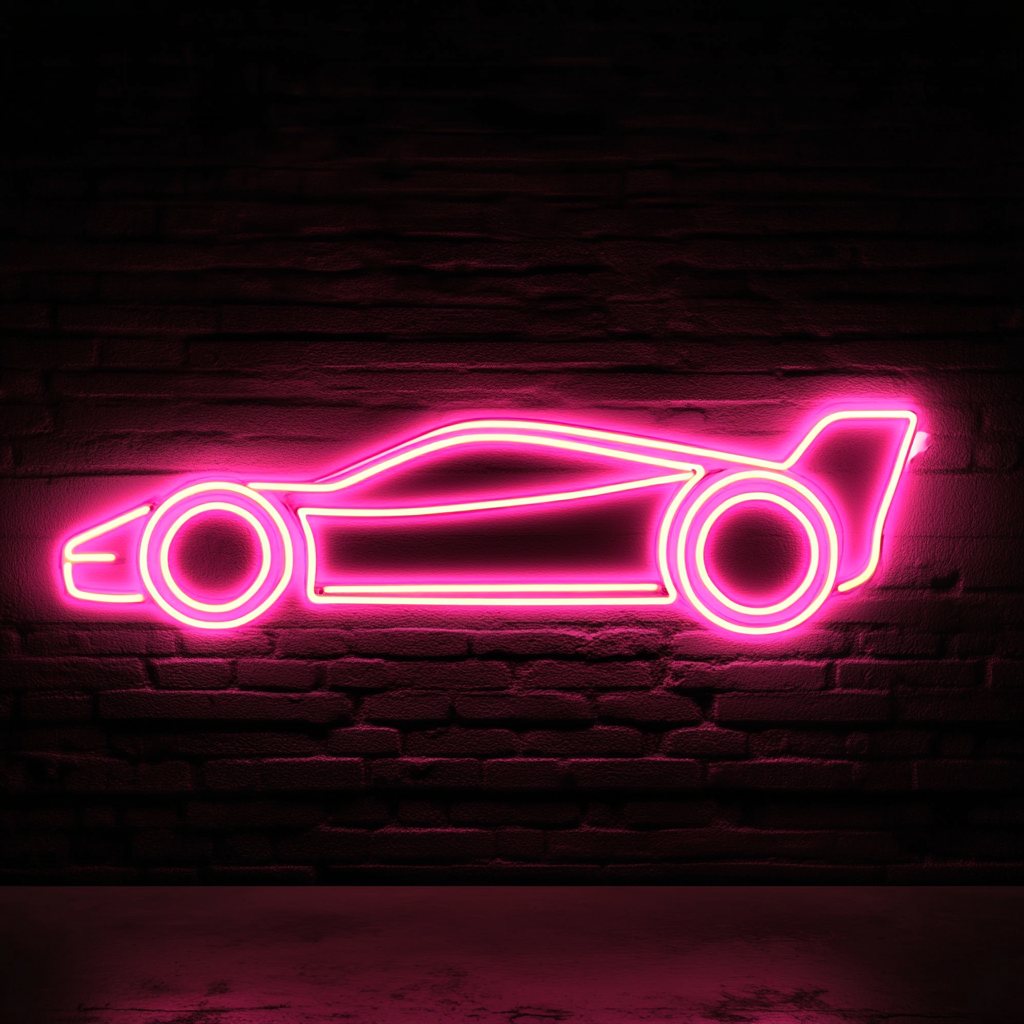 Race Car - Pink Neon Sign, 18 Inches