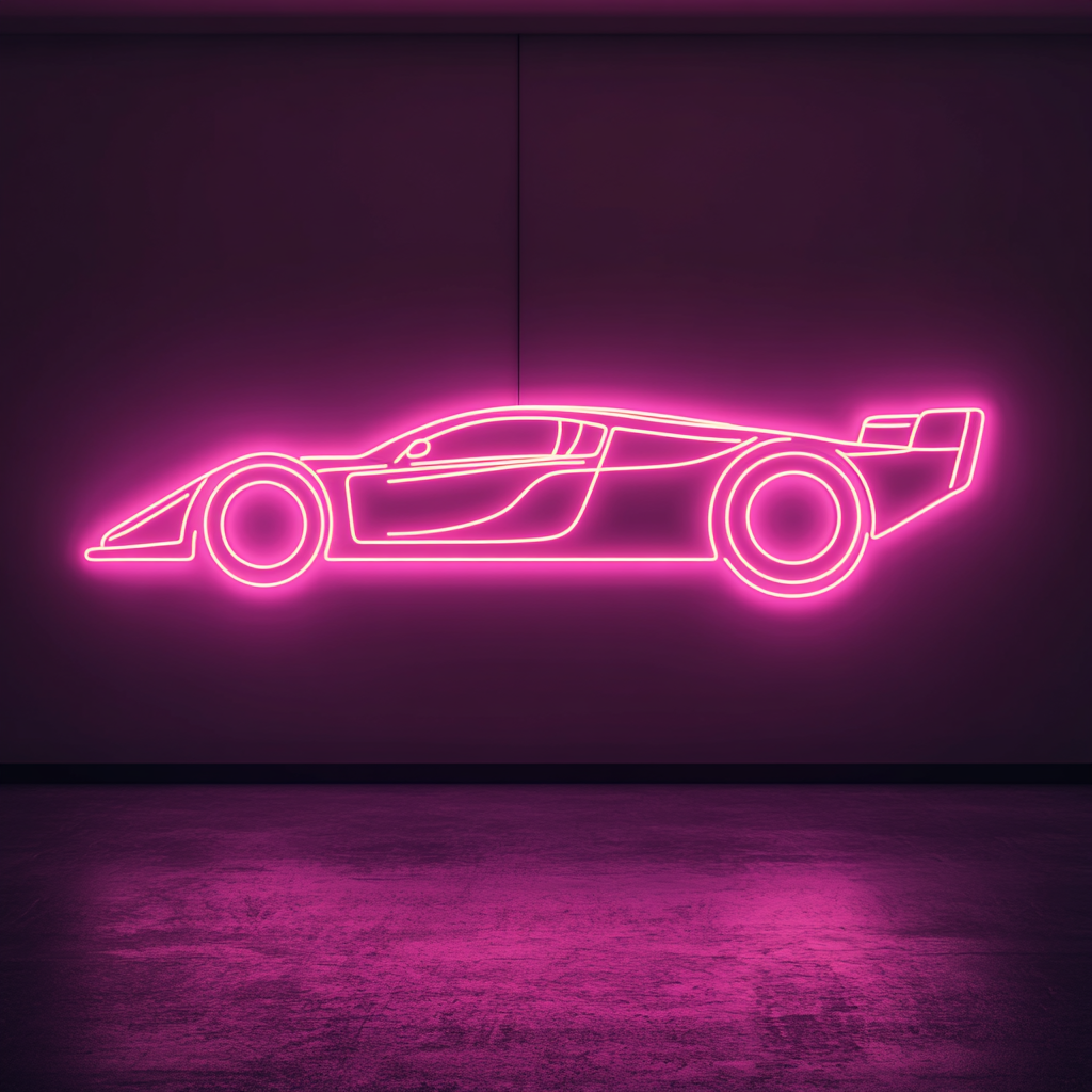 Race Car - Pink Neon Sign, 18 Inches