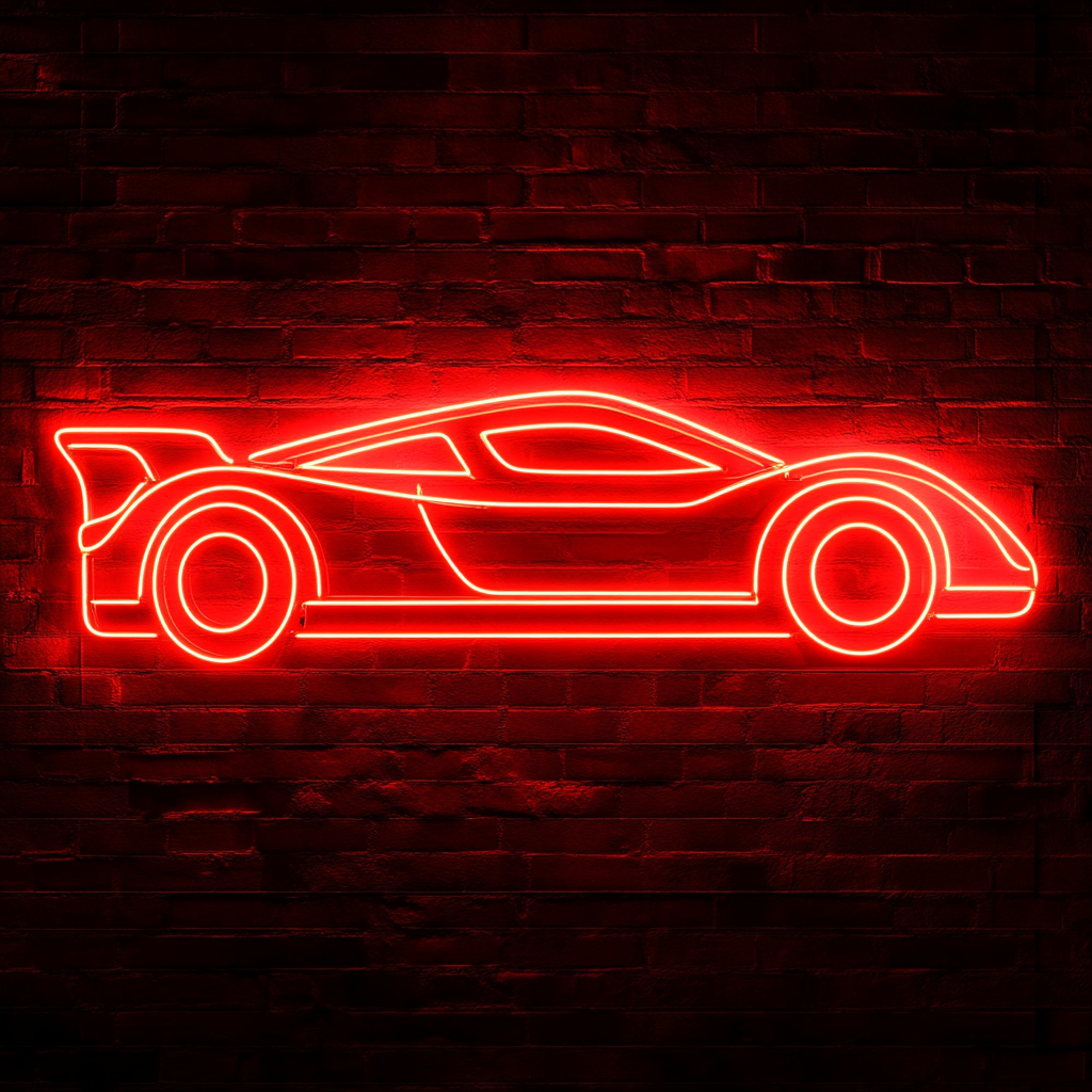 Race Car - Red Neon Sign, 18 Inches