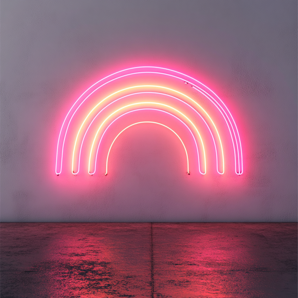 Rainbow - Pink Neon Sign, 24 Inches