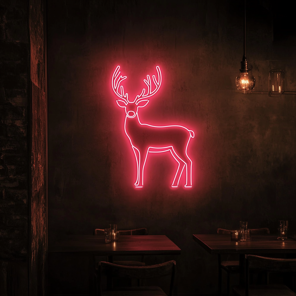 Raindeer - Pink Neon Sign, 18 Inches