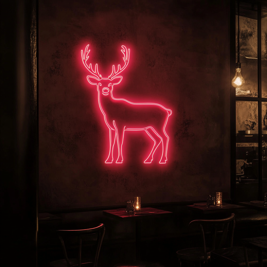 Raindeer - Pink Neon Sign, 18 Inches