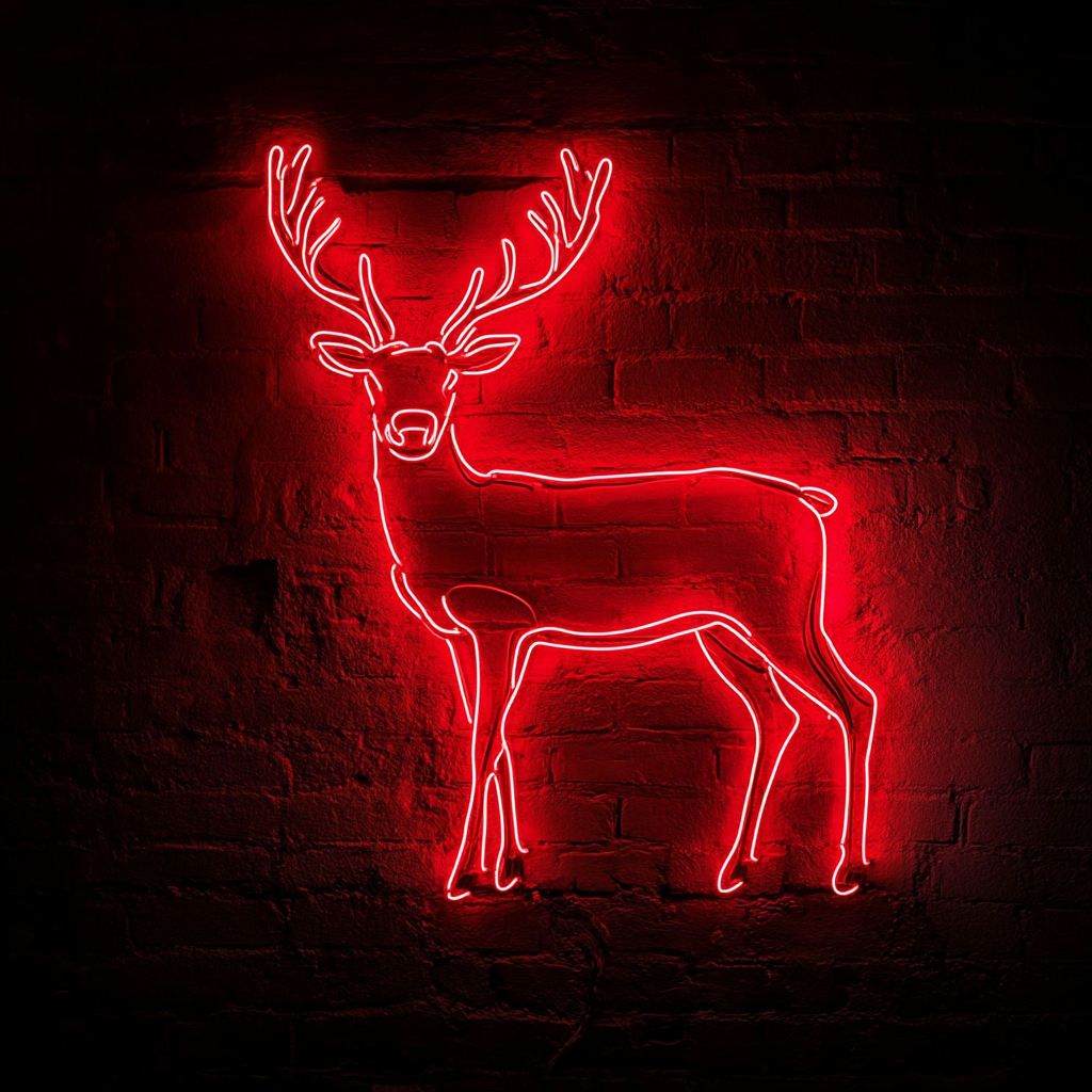 Raindeer - Red Neon Sign, 24 Inches