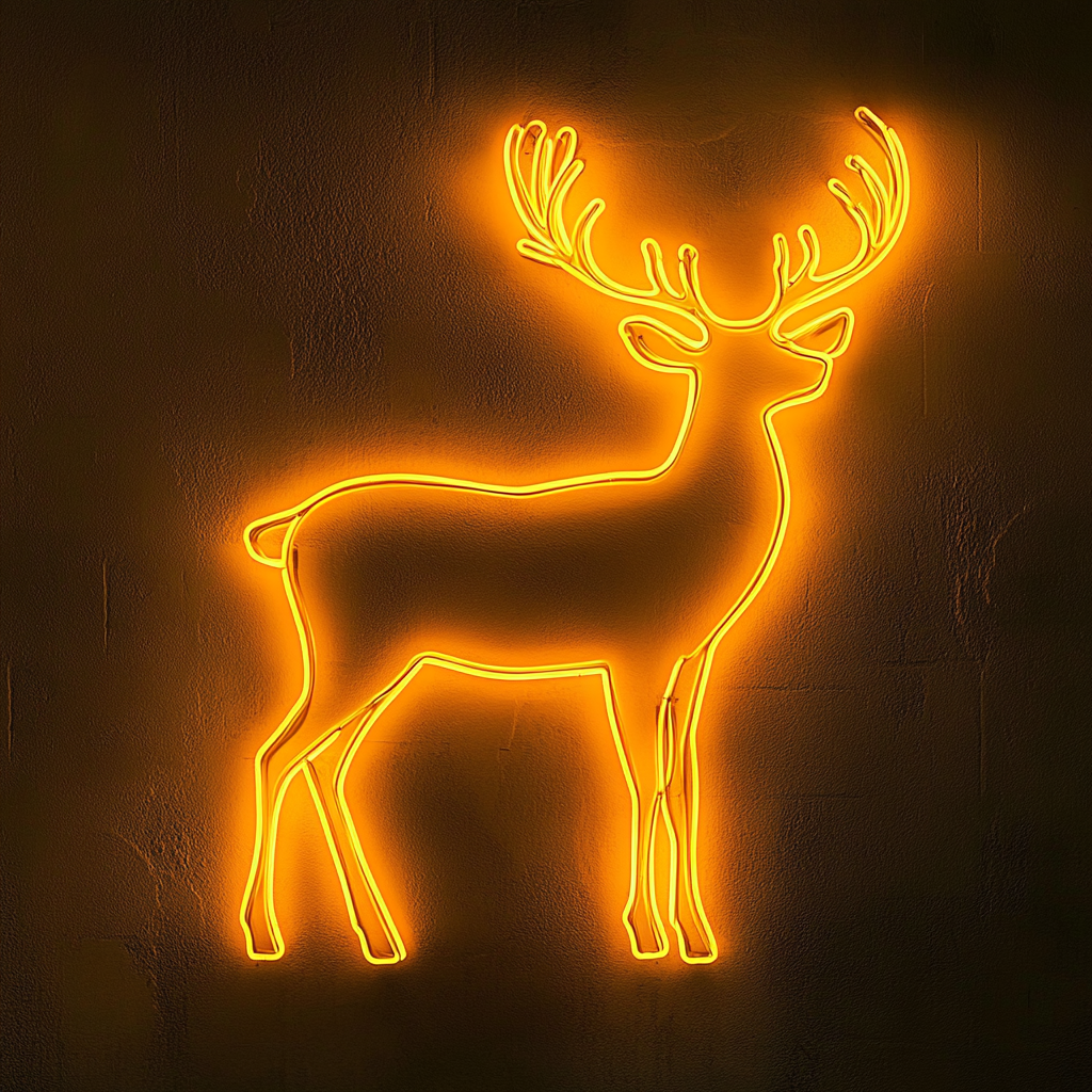 Raindeer - Yellow Neon Sign, 18 Inches