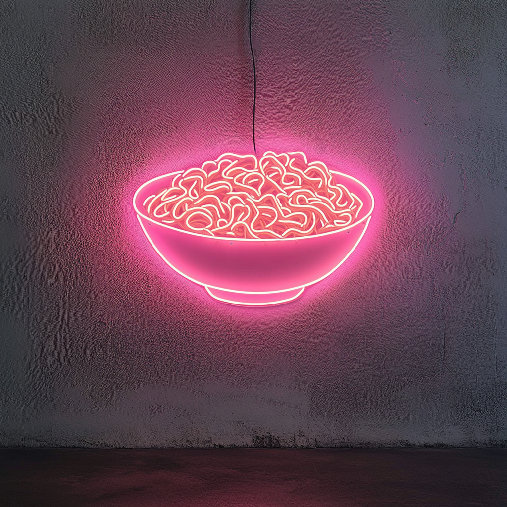 Ramen Bowl - Pink Neon Sign, 18 Inches