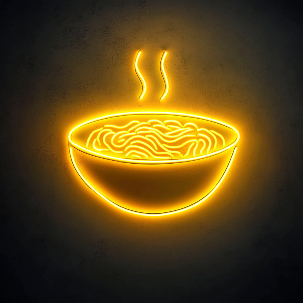 Ramen Bowl - Yellow Neon Sign, 24 Inches