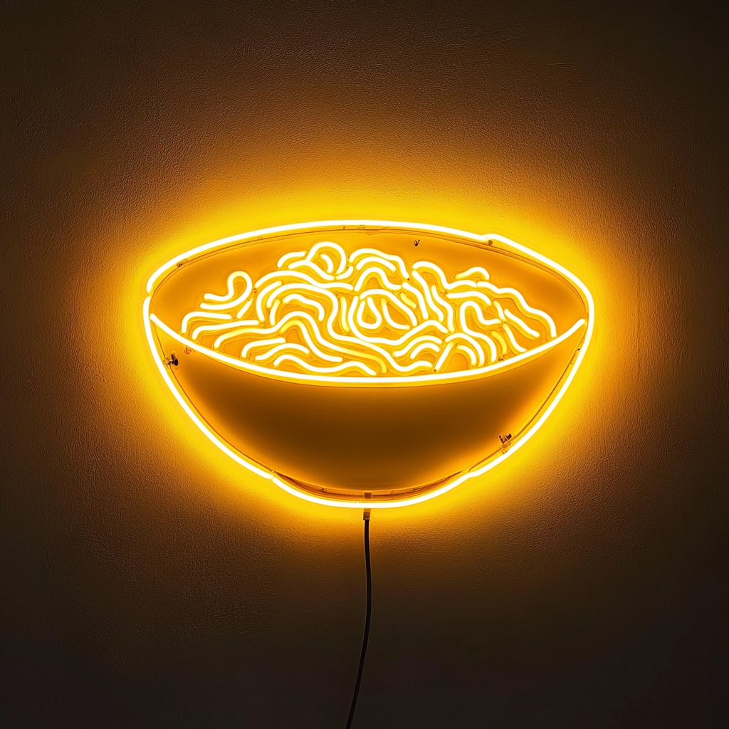 Ramen Bowl - Yellow Neon Sign, 18 Inches