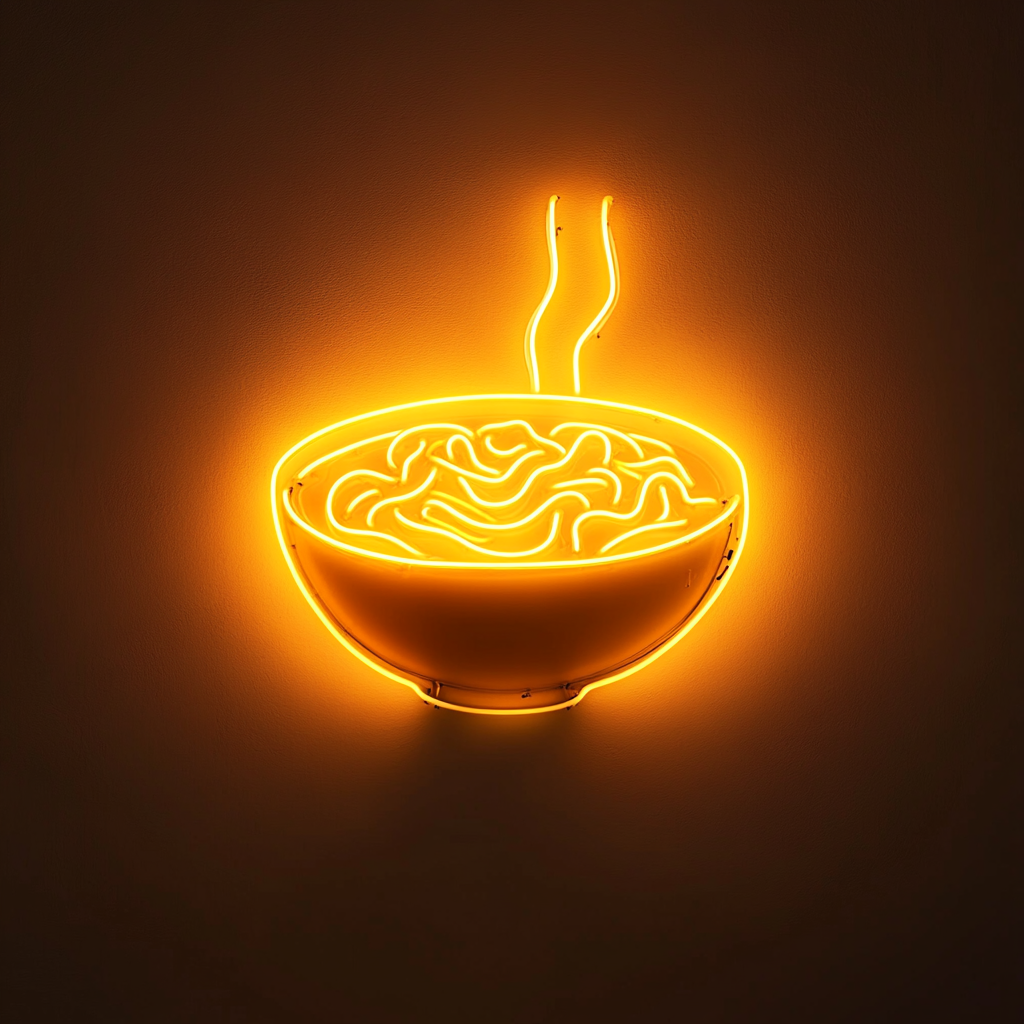 Ramen Bowl - Yellow Neon Sign, 24 Inches