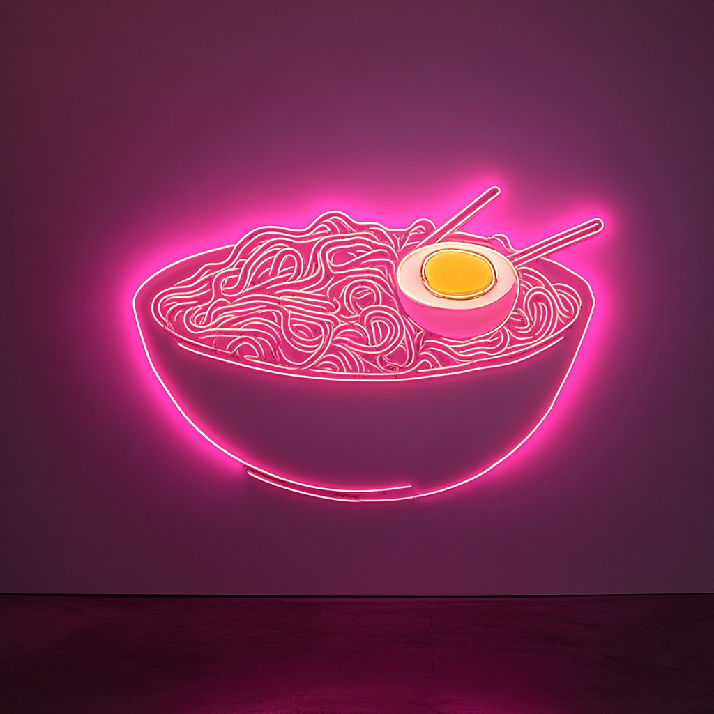 Ramen Noodles with Egg - Pink Neon Sign, 24 Inches
