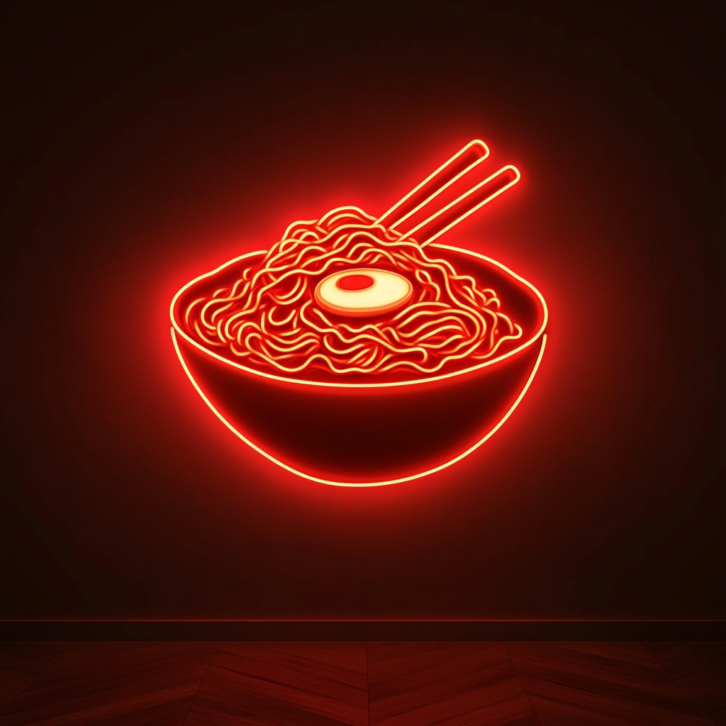 Ramen Noodles with Egg - Red Neon Sign, 24 Inches