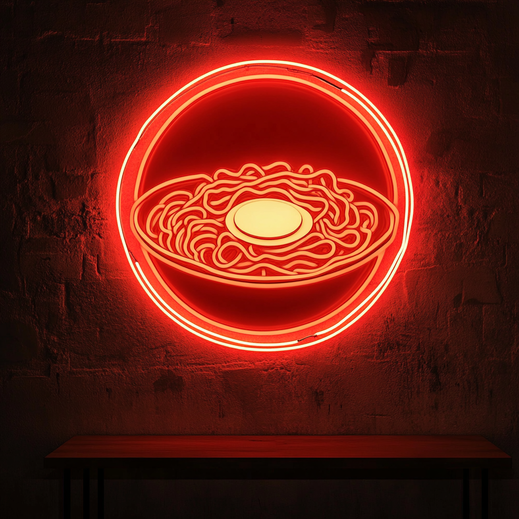 Ramen Noodles with Egg - Red Neon Sign, 24 Inches
