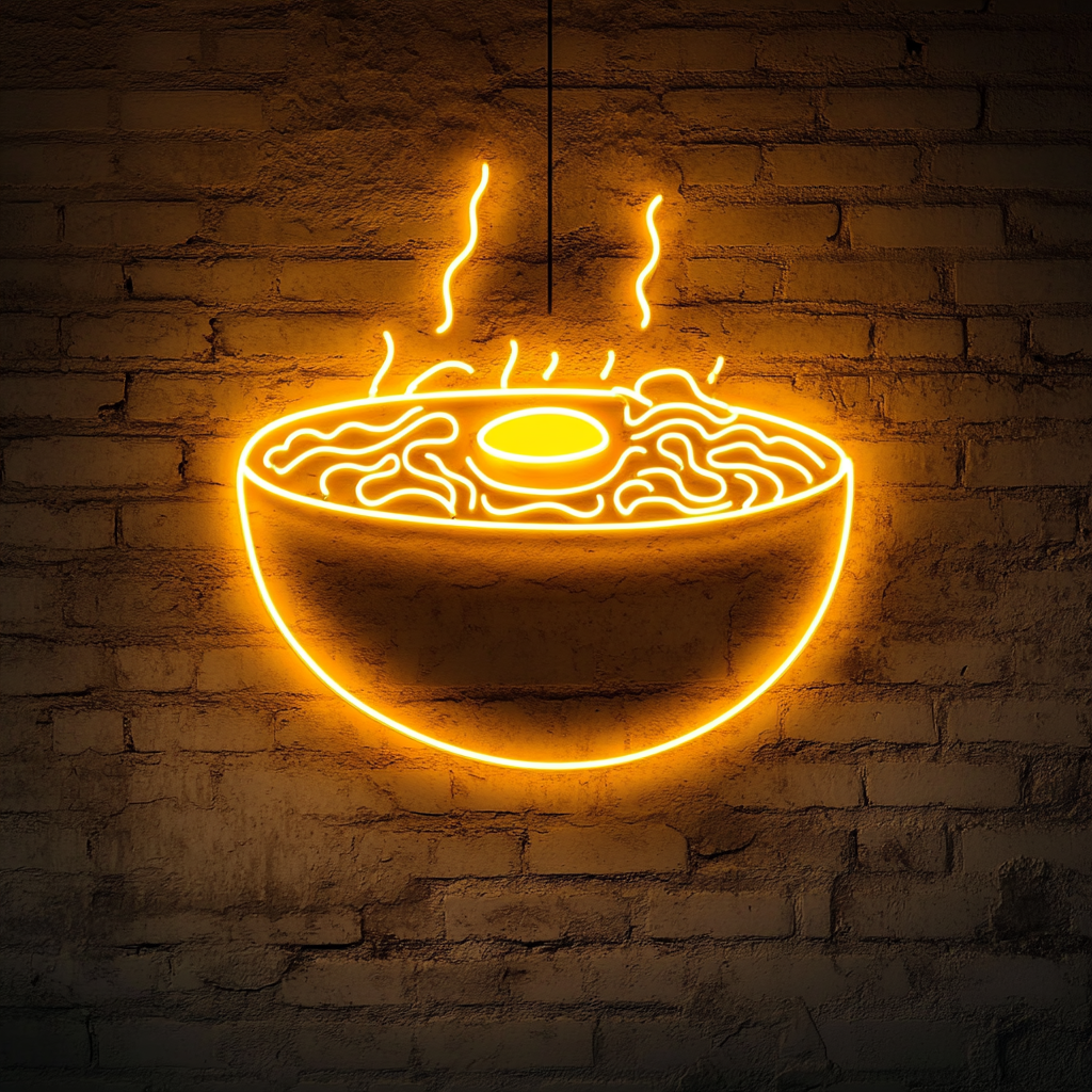 Ramen Noodles with Egg - Yellow Neon Sign, 18 Inches