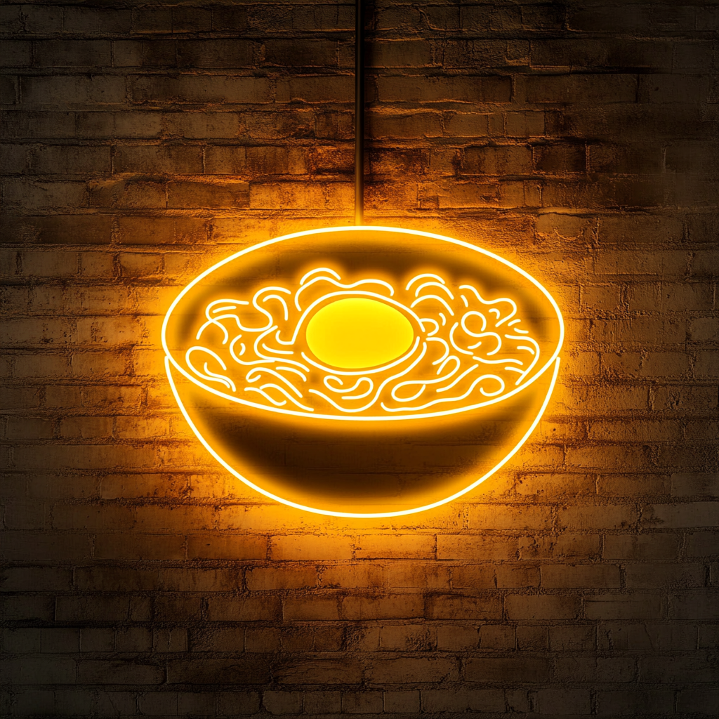 Ramen Noodles with Egg - Yellow Neon Sign, 24 Inches