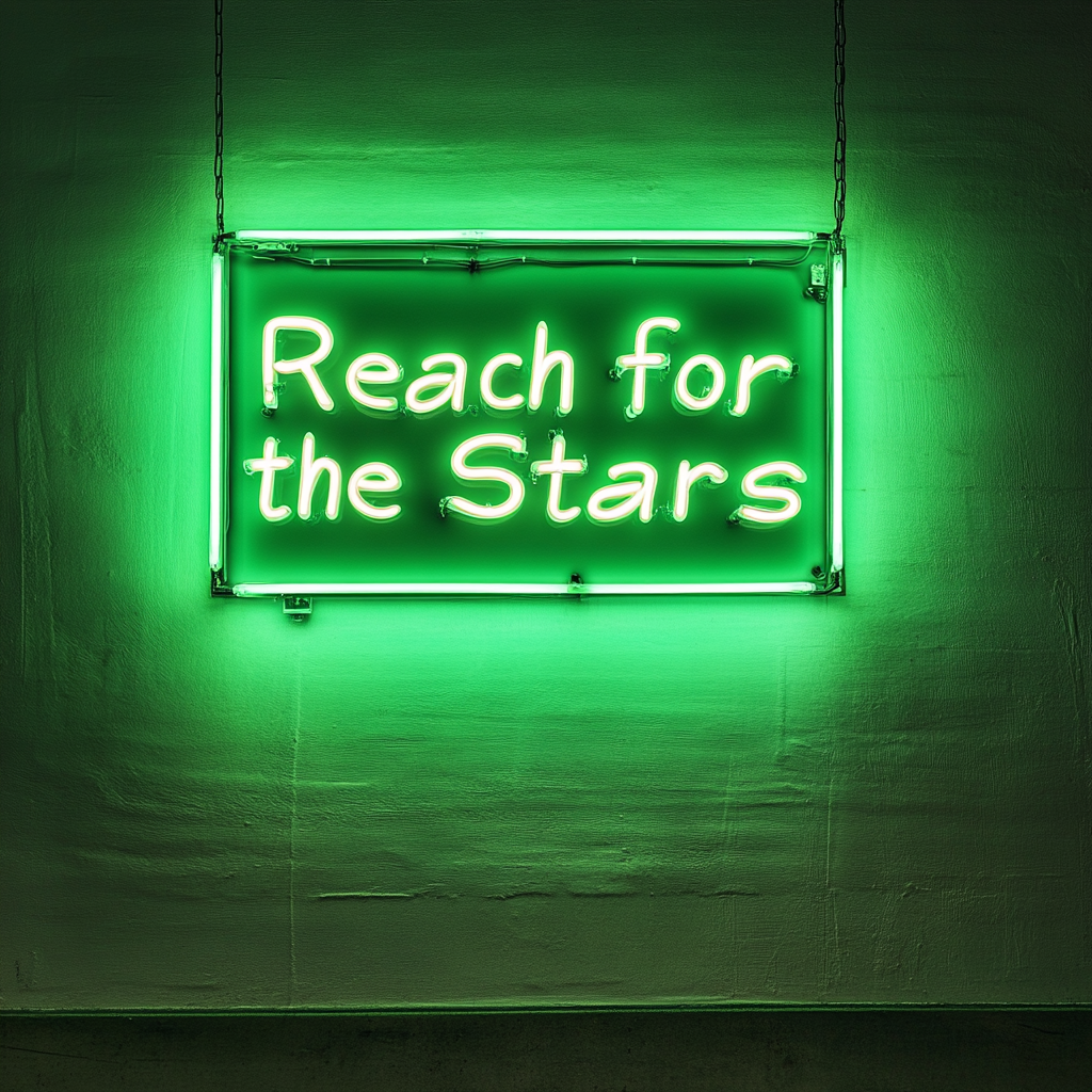 Reach for the Stars - Green Neon Sign, 18 Inches