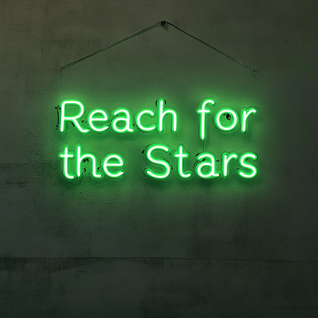 Reach for the Stars - Green Neon Sign, 18 Inches