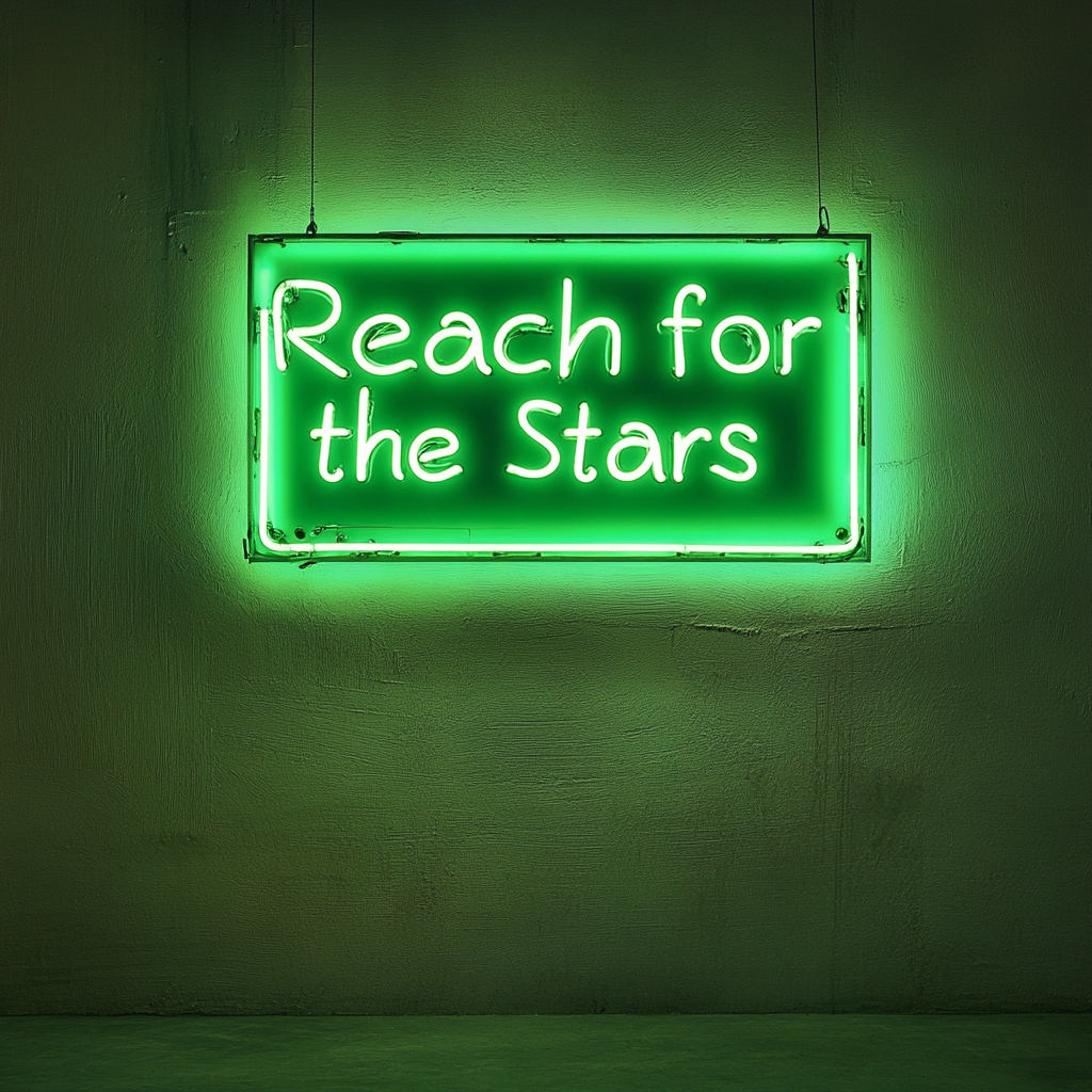 Reach for the Stars - Green Neon Sign, 24 Inches