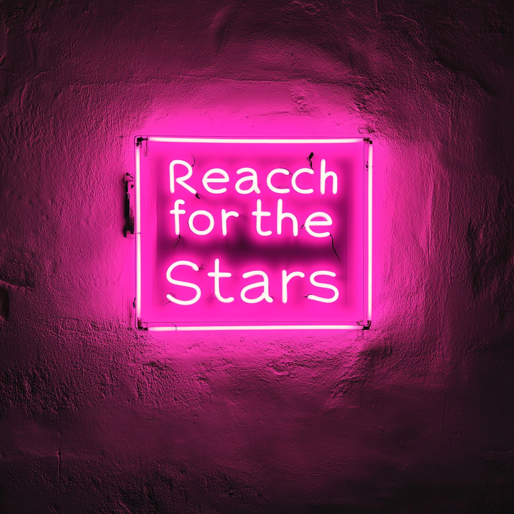 Reach for the Stars - Pink Neon Sign, 18 Inches