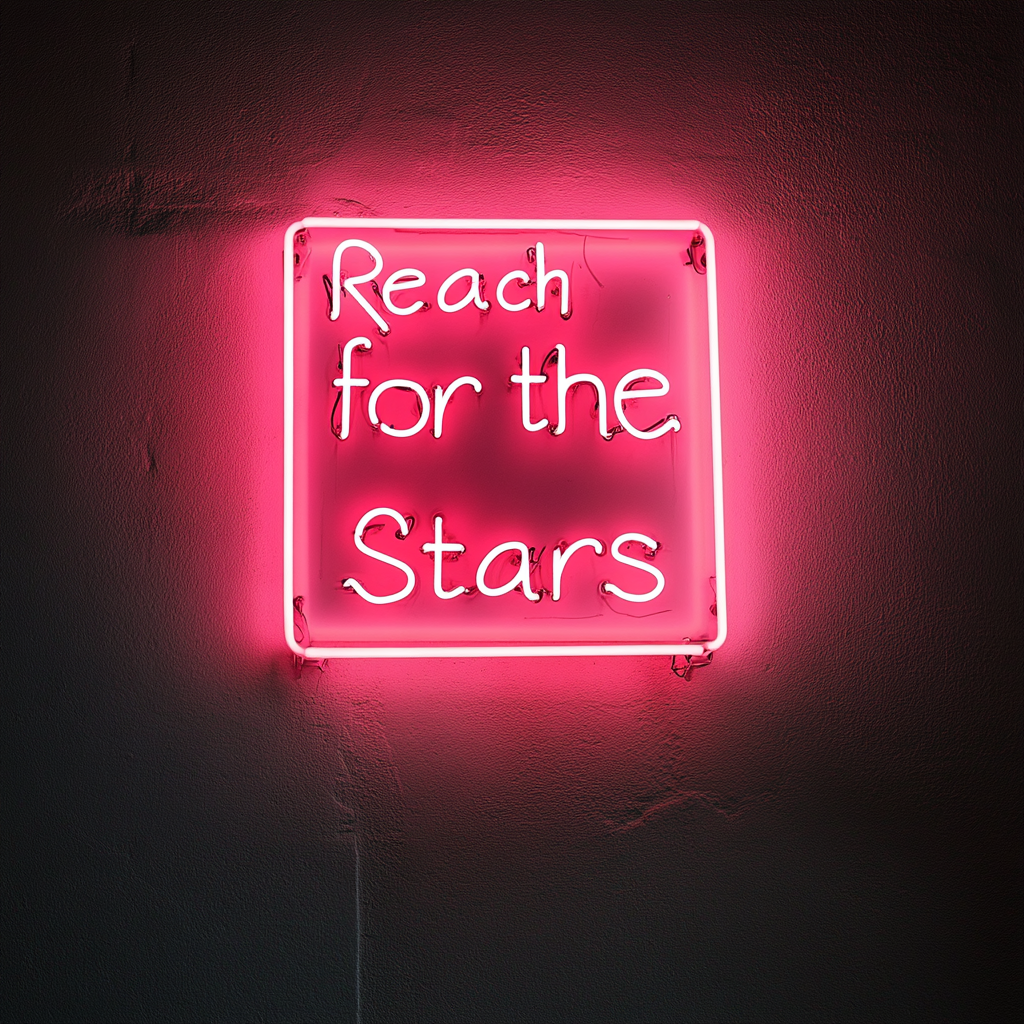 Reach for the Stars - Pink Neon Sign, 18 Inches