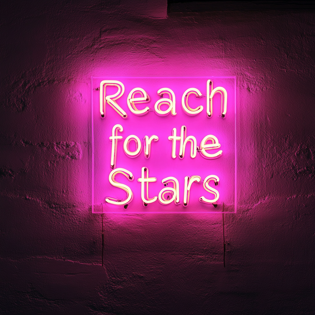 Reach for the Stars - Pink Neon Sign, 24 Inches