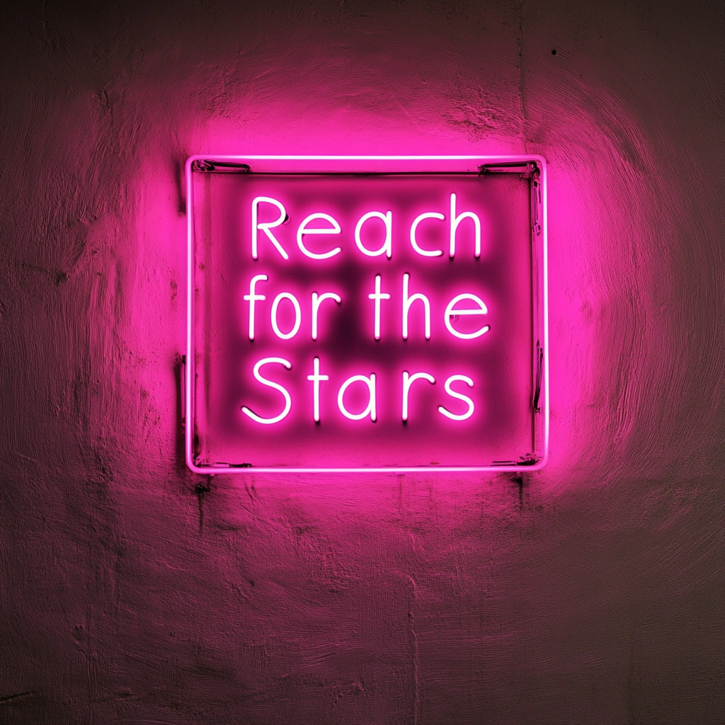Reach for the Stars - Pink Neon Sign, 24 Inches