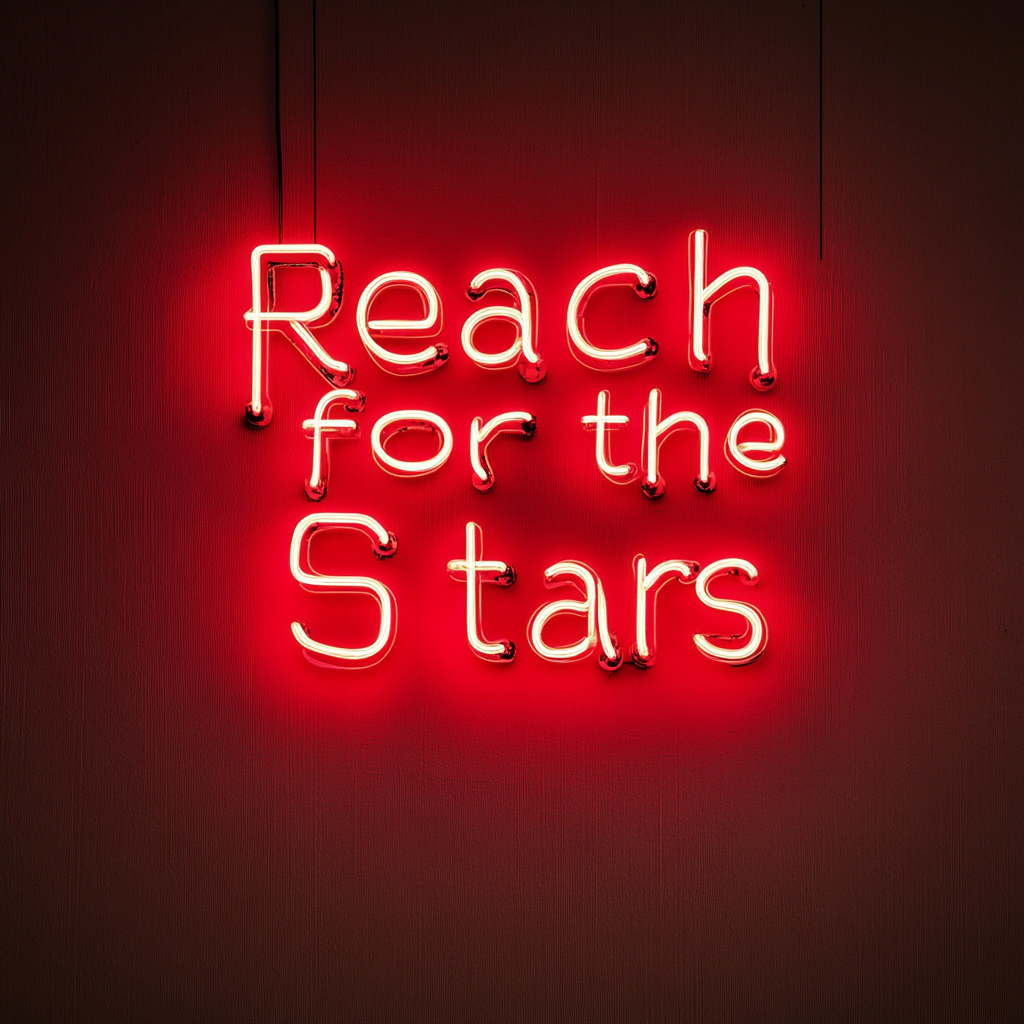 Reach for the Stars - Red Neon Sign, 18 Inches